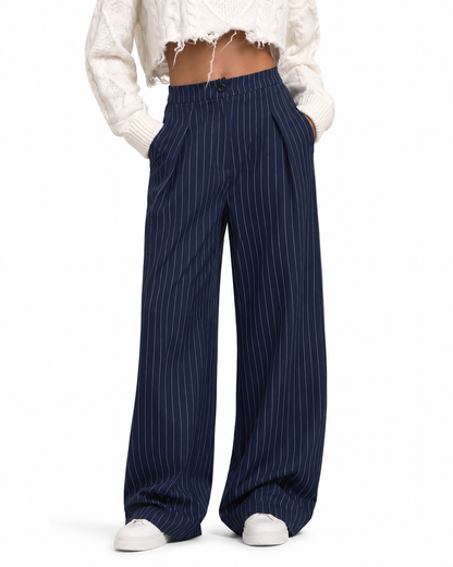 Women's Pinstripe Wide Leg Pants – Regular Fit