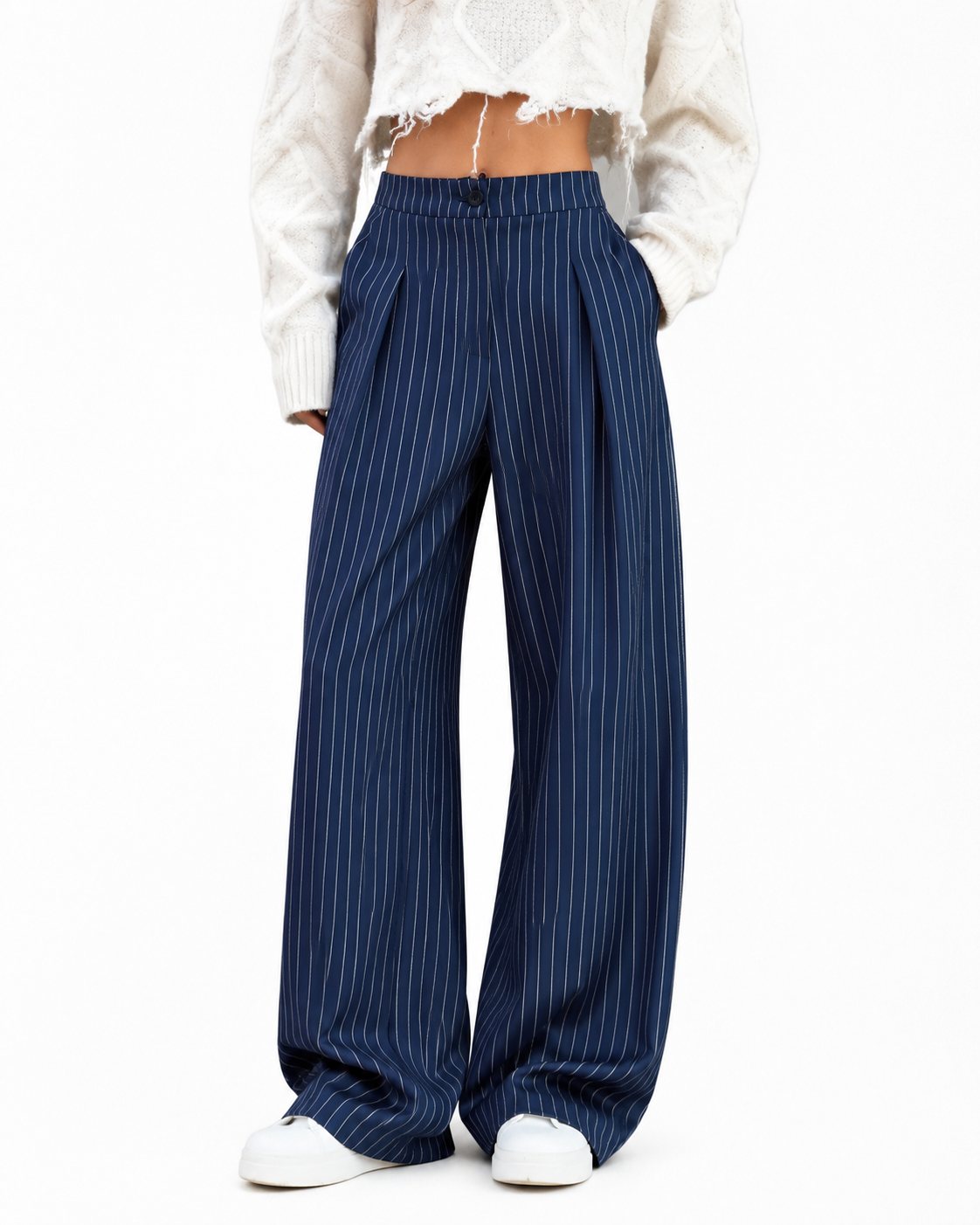 Women's Pinstripe Wide Leg Pants – Regular Fit