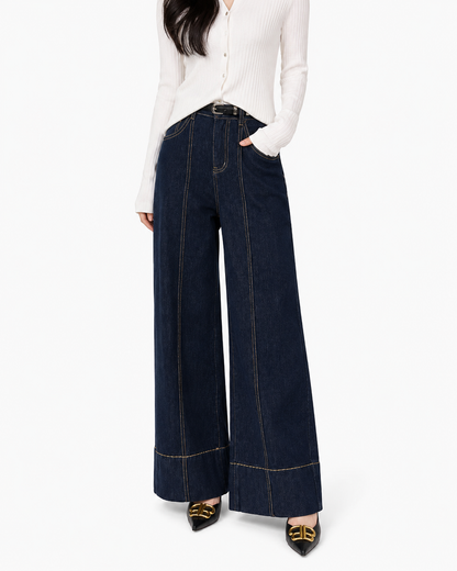 Women's Mid Waist Wide Leg Jeans – Regular Fit, Cotton Blend