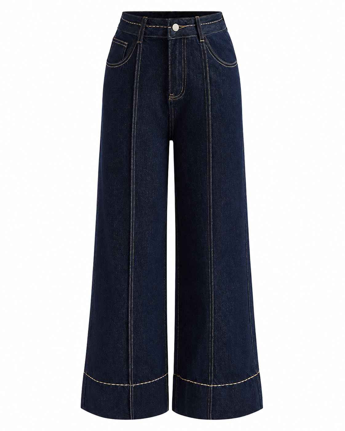 Women's Mid Waist Wide Leg Jeans – Regular Fit, Cotton Blend