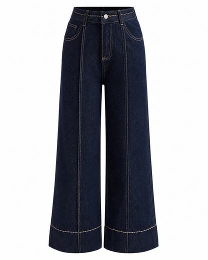 Women's Mid Waist Wide Leg Jeans – Regular Fit, Cotton Blend