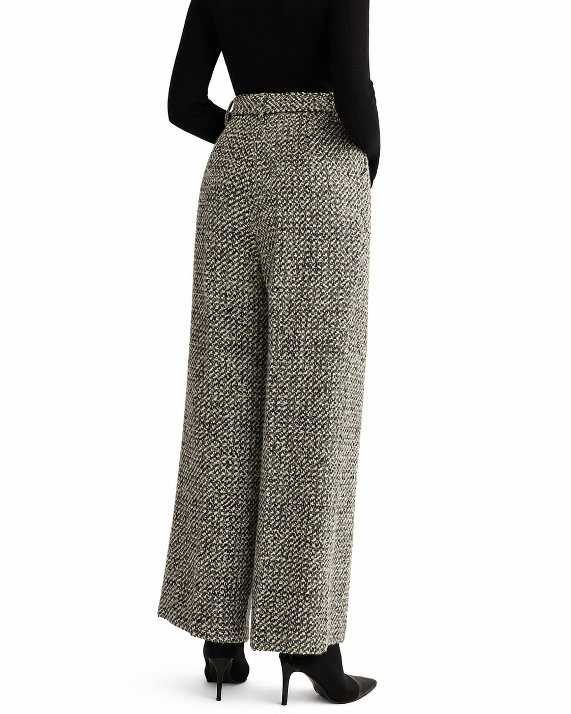 Women's Wool-Blend Tweed Pants – High Waist Relaxed Fit