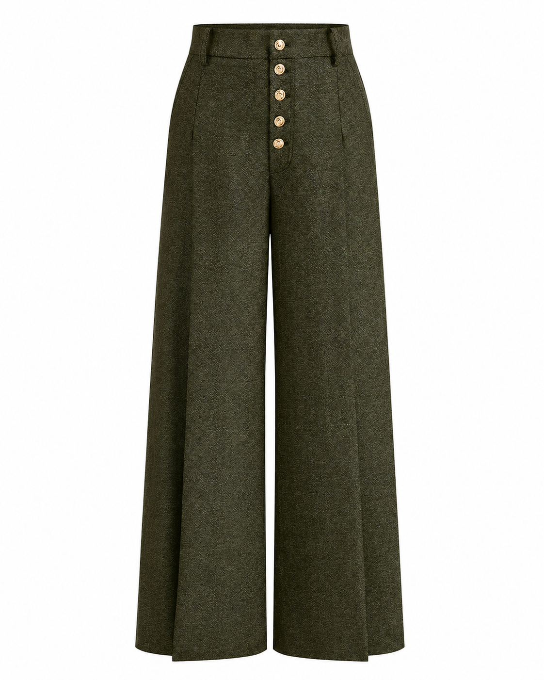 Women's High-Waisted Wide Leg Pants – Button-Front Design