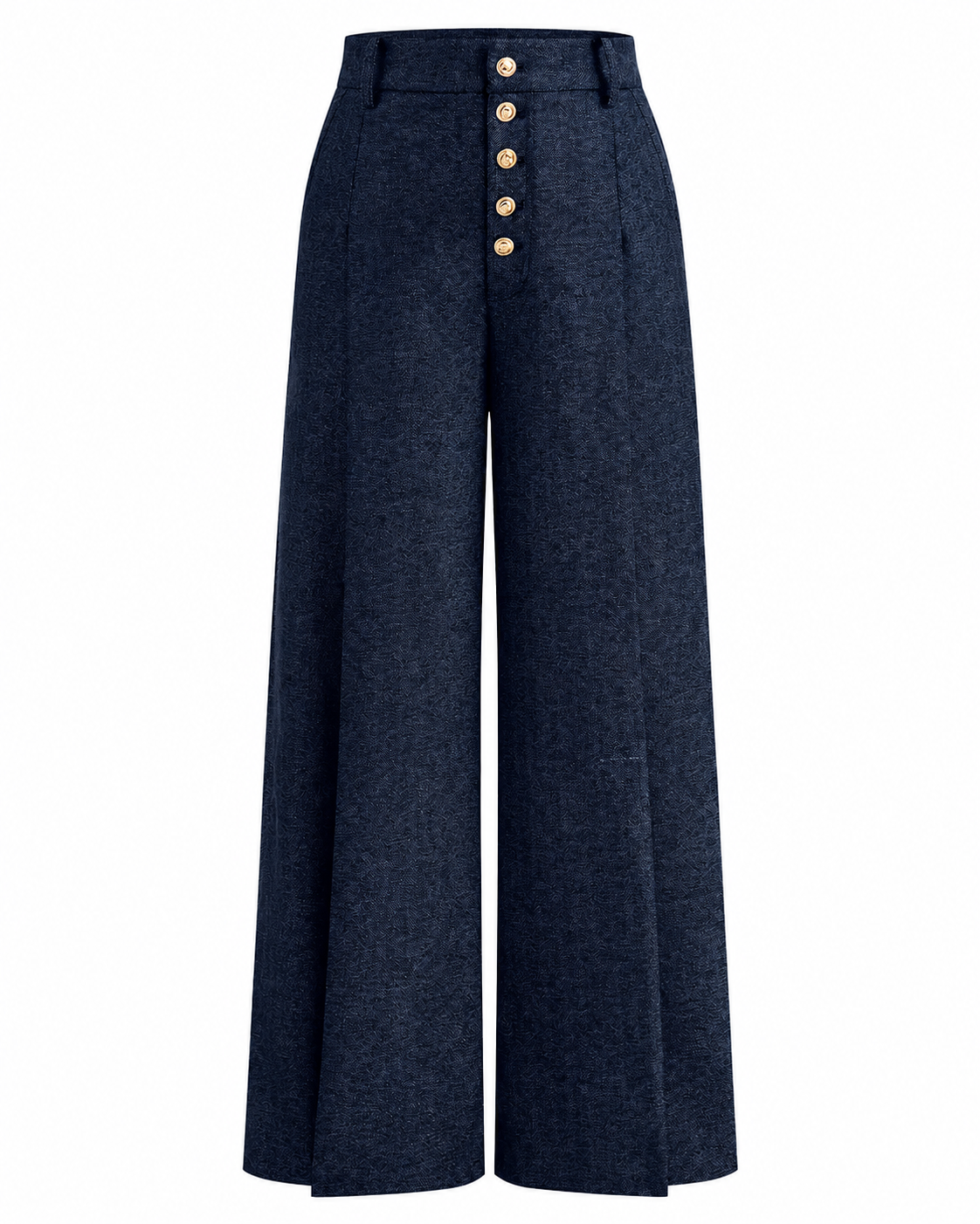 Women's High-Waisted Wide Leg Pants – Button-Front Design
