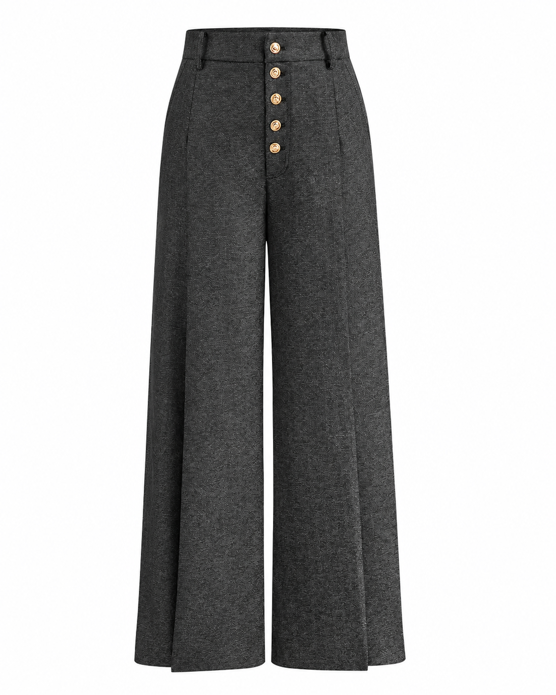 Women's High-Waisted Wide Leg Pants – Button-Front Design