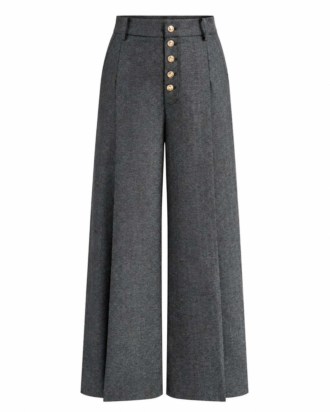 Women's High-Waisted Wide Leg Pants – Button-Front Design