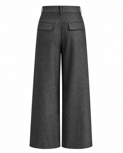 Women's High-Waisted Wide Leg Pants – Button-Front Design