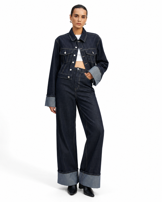 Women's Regular Fit Cotton Denim Jacket – Cuffed Sleeve