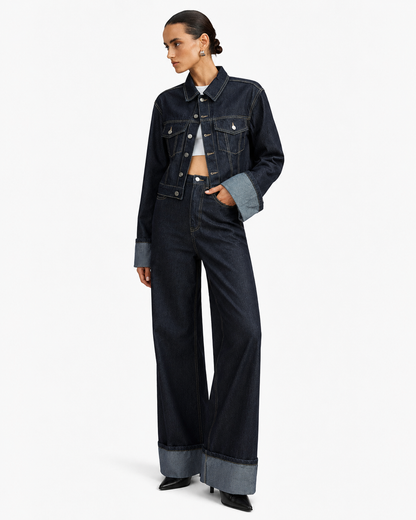 Women's Regular Fit Cotton Denim Jacket – Cuffed Sleeve