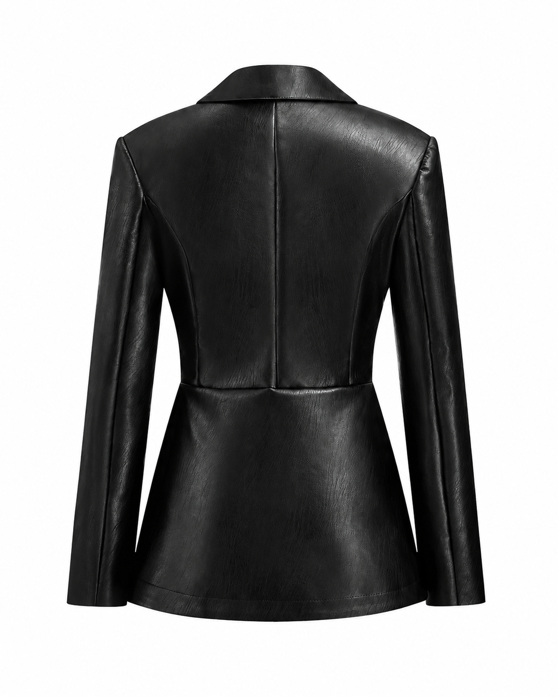 Women's Faux Leather Jacket – Single Button Closure – Regular Fit – Long Sleeve