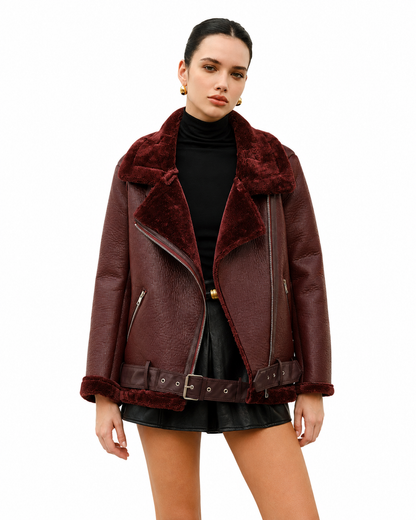 Women's Soft Fleece Jacket – Zipper Closure with Belted Design – Relaxed Fit