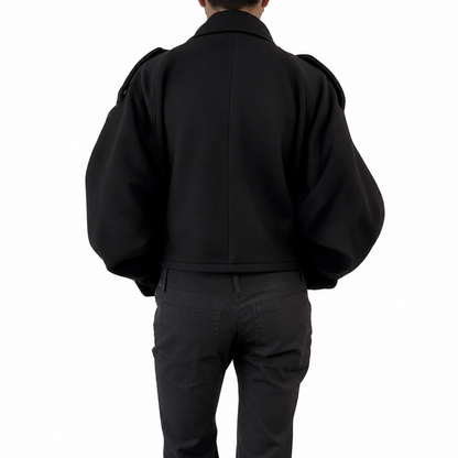 Women's Loose Fit Autumn Coat – Stand Collar, Full Sleeve with Pockets