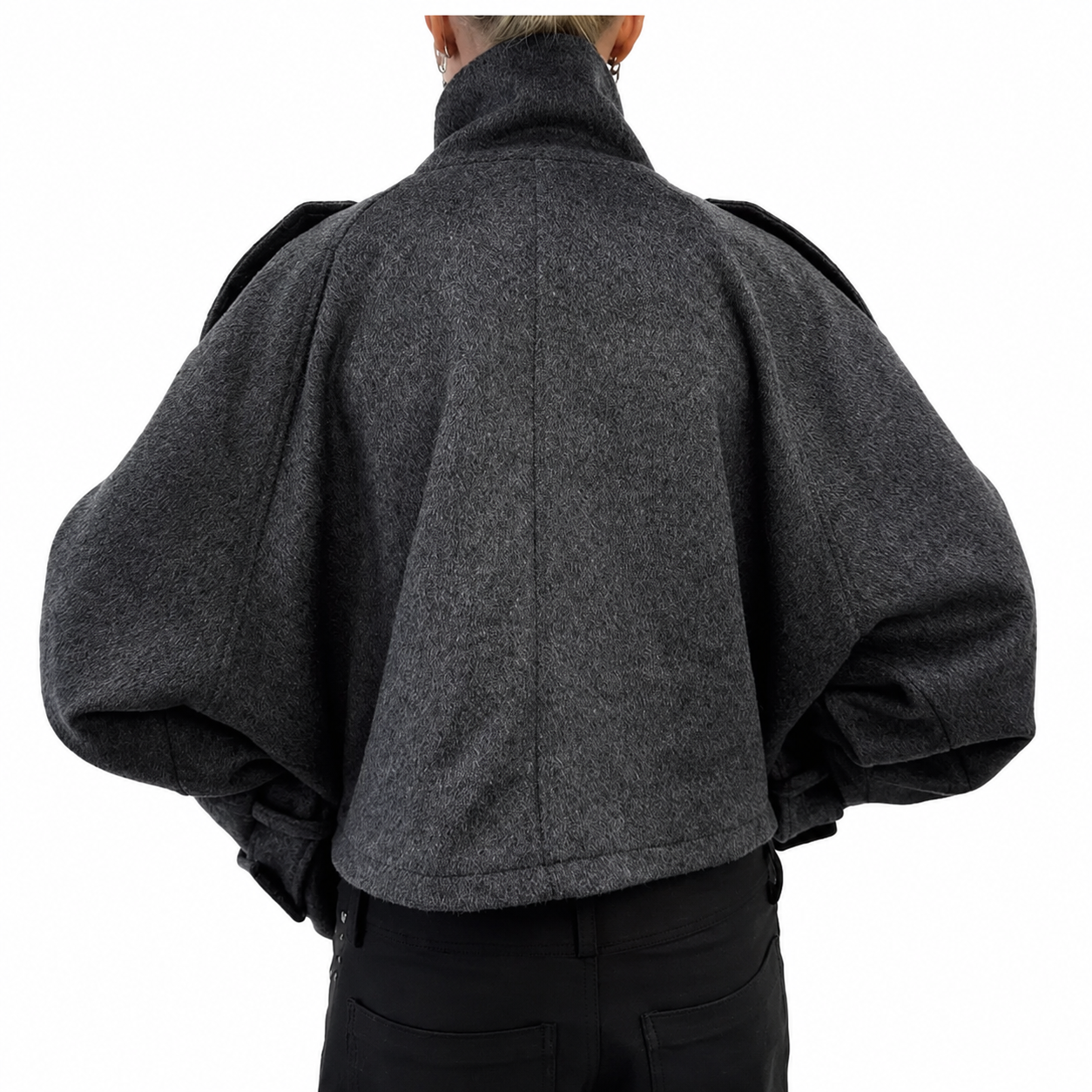 Women's Loose Fit Autumn Coat – Stand Collar, Full Sleeve with Pockets