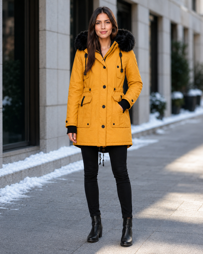 Women's Cotton Parka Jacket – Functional Warmth with Zipper Closure