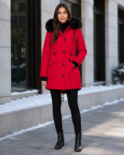 Women's Cotton Parka Jacket – Functional Warmth with Zipper Closure