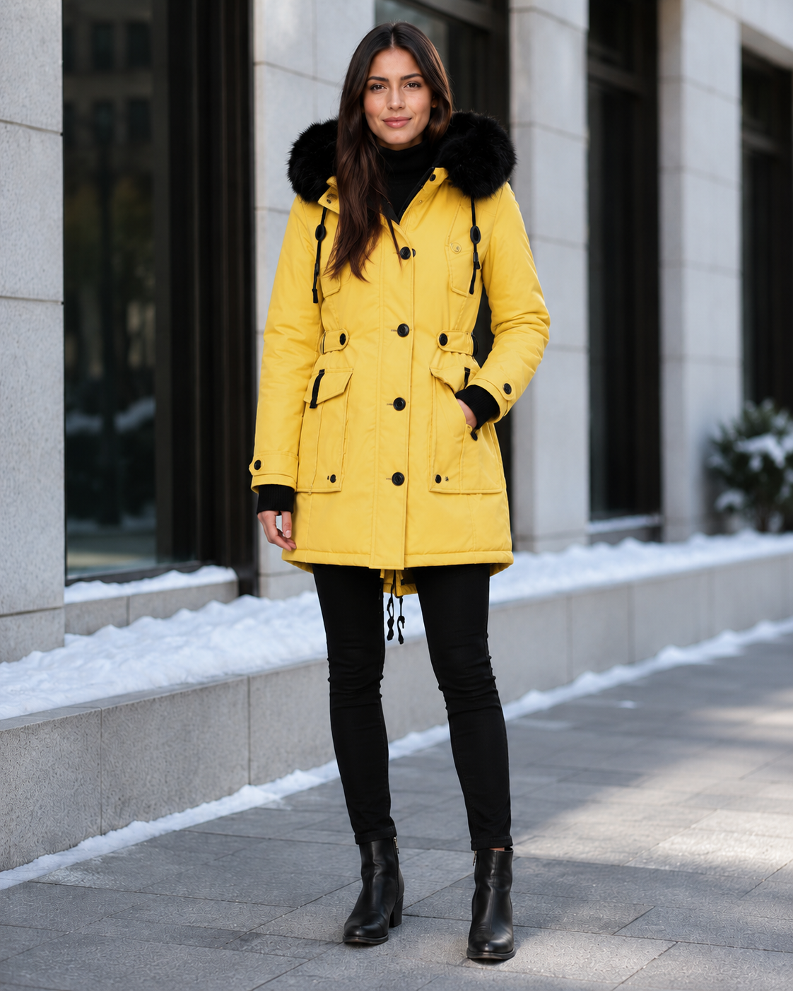 Women's Cotton Parka Jacket – Functional Warmth with Zipper Closure