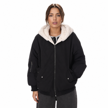 Women's Loose Hooded Jacket – Long Sleeve Zipper Closure for Autumn and Winter