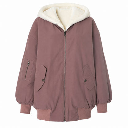 Women's Loose Hooded Jacket – Long Sleeve Zipper Closure for Autumn and Winter