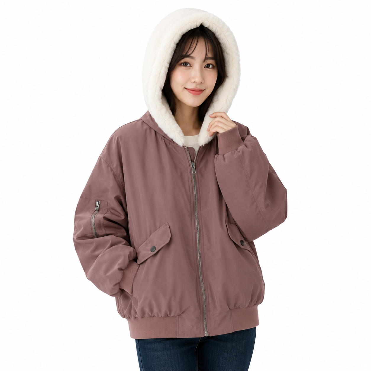 Women's Loose Hooded Jacket – Long Sleeve Zipper Closure for Autumn and Winter