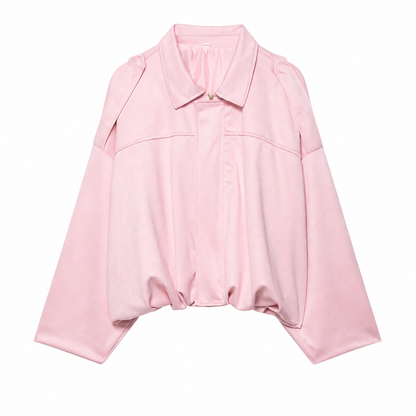 Women's Solid Bomber Jacket – Lapel Neck with Long Sleeves