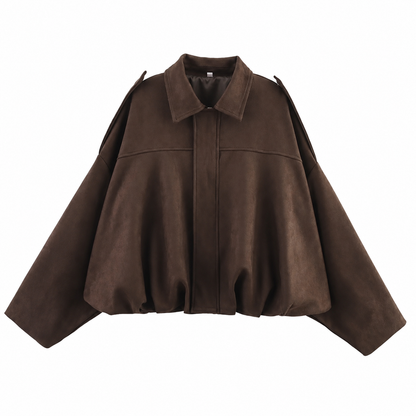 Women's Solid Bomber Jacket – Lapel Neck with Long Sleeves