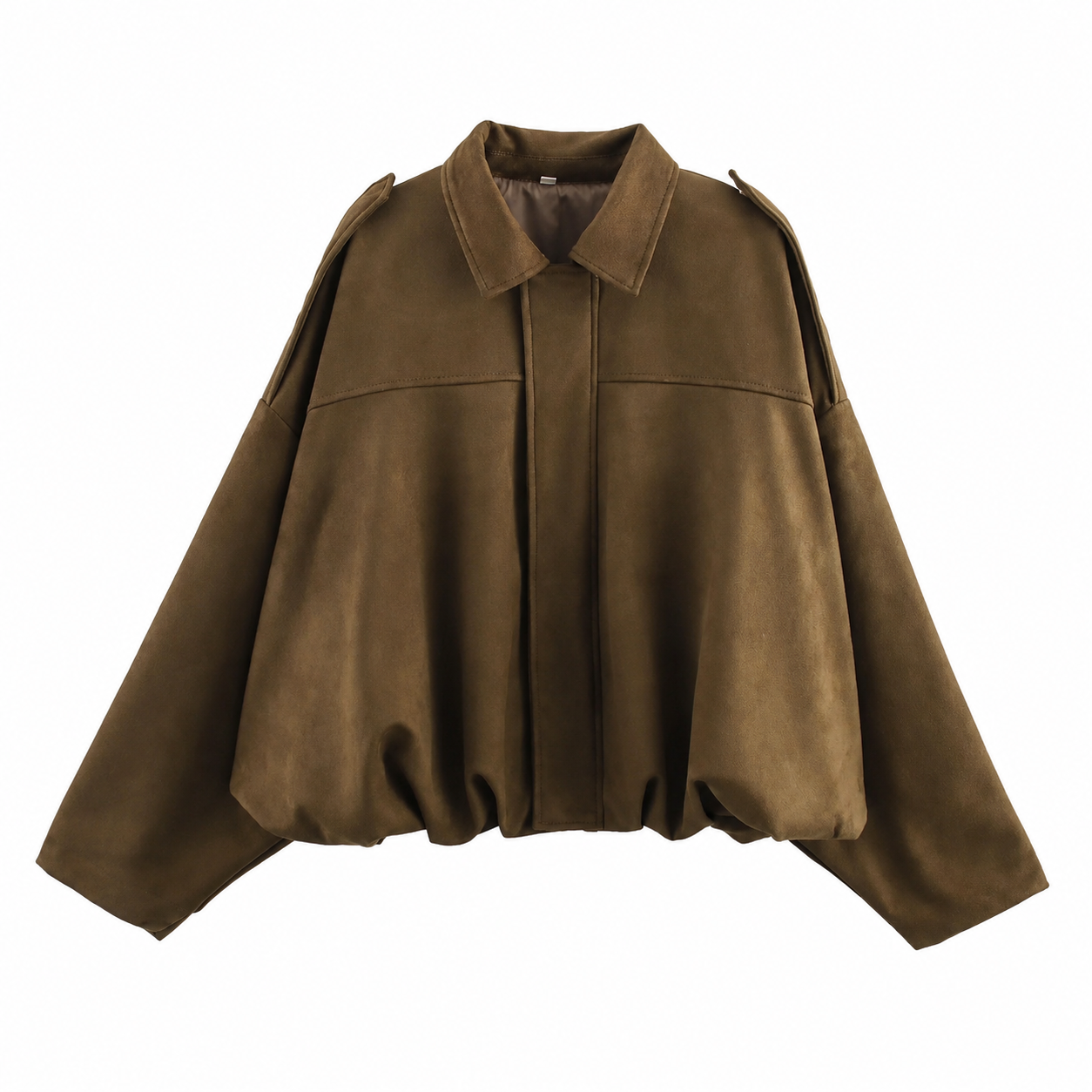 Women's Solid Bomber Jacket – Lapel Neck with Long Sleeves