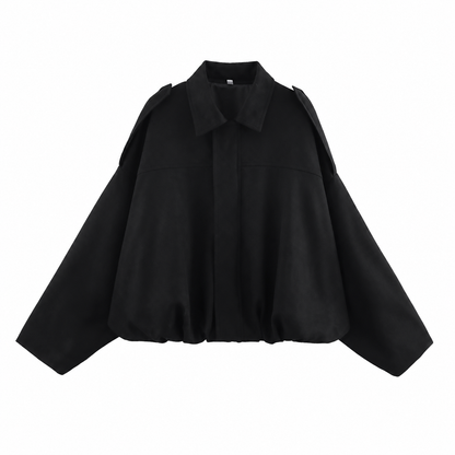 Women's Solid Bomber Jacket – Lapel Neck with Long Sleeves
