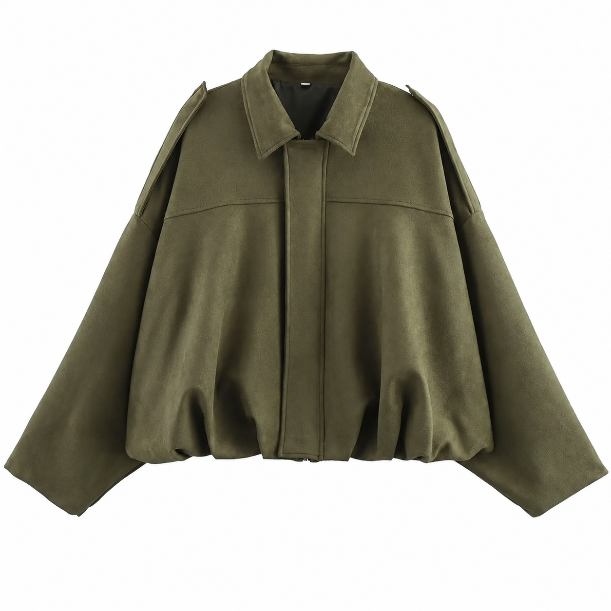 Women's Solid Bomber Jacket – Lapel Neck with Long Sleeves