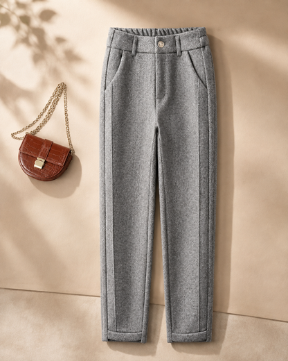 Women's Woolen Herringbone High Waist Harem Pants – Elastic Fit