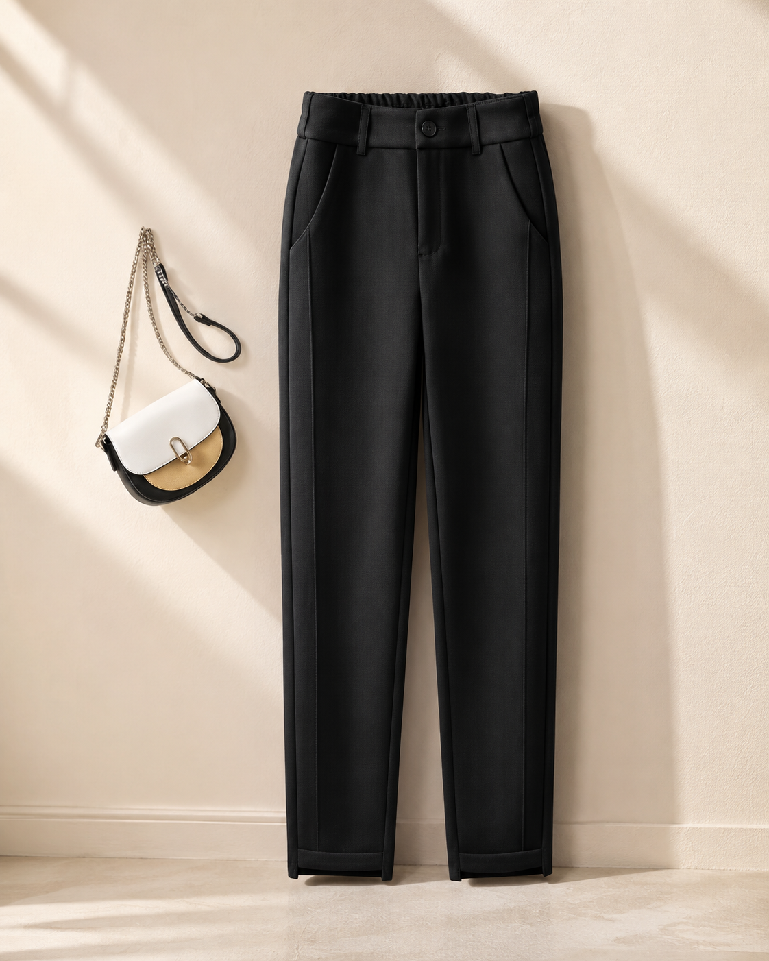 Women's Woolen Herringbone High Waist Harem Pants – Elastic Fit