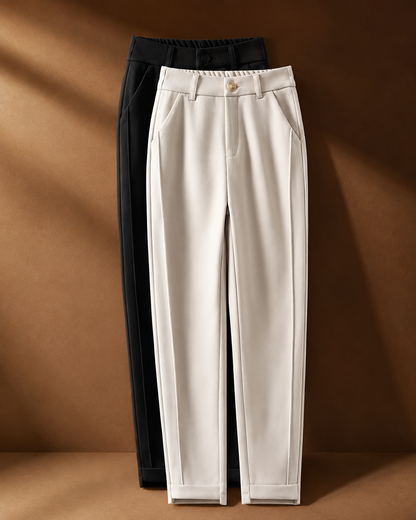 Women's Woolen Herringbone High Waist Harem Pants – Elastic Fit