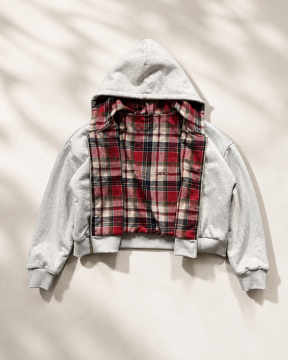 Women's Gray Double-Sided Oversized Zipper Hoodie – Casual Y2K Style