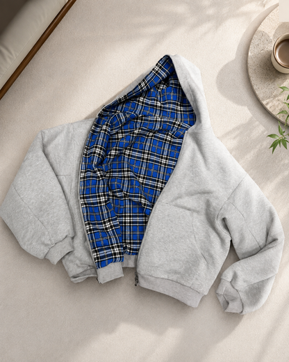 Women's Gray Double-Sided Oversized Zipper Hoodie – Casual Y2K Style