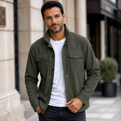 Men's Corduroy Jacket – Casual Loose Fit with Classic Lapel – Button Closure