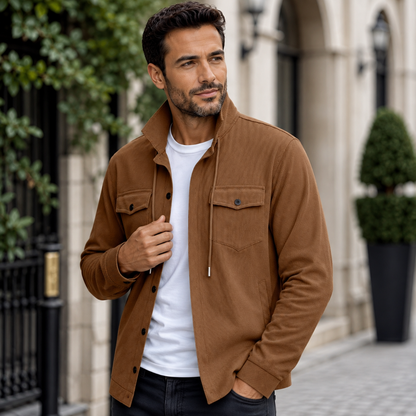 Men's Corduroy Jacket – Casual Loose Fit with Classic Lapel – Button Closure
