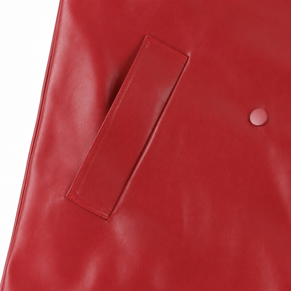 Women's Faux Leather Trench Coat – Soft Wine Red with Belt