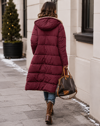 Women's Long Winter Coat – Double-Sided with Teddy Lining