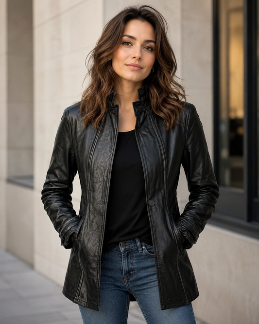 Women's Casual Button-Down Jacket – Tailored Fit