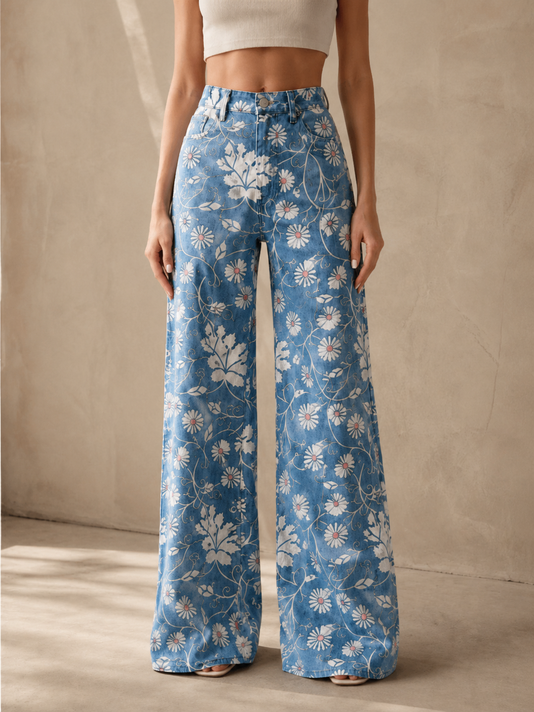 Women's Bohemian Vintage Pants – High-Waisted Wide Leg Design