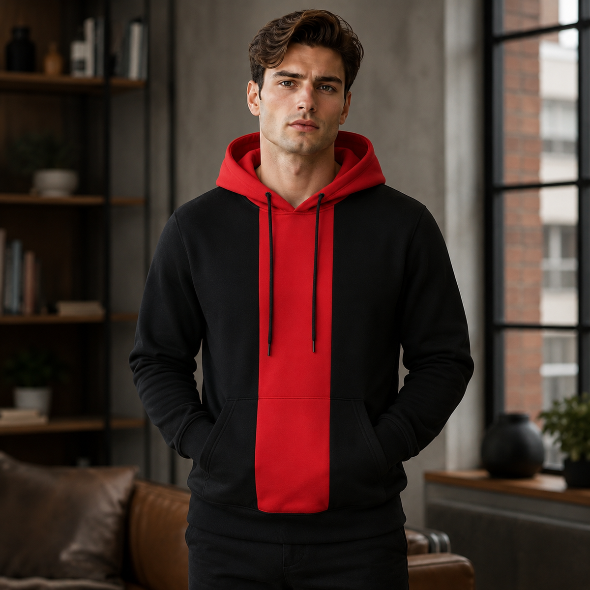 Men's Relaxed Fit Hoodie – Functional Drawstring Hood