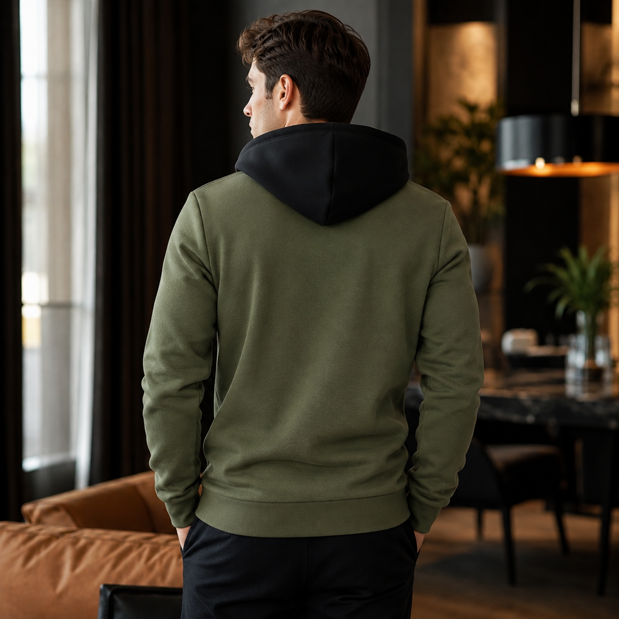 Men's Relaxed Fit Hoodie – Functional Drawstring Hood