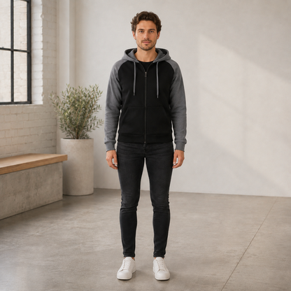 Men's Warm Lined Hoodie – Adjustable Hood with Kangaroo Pocket