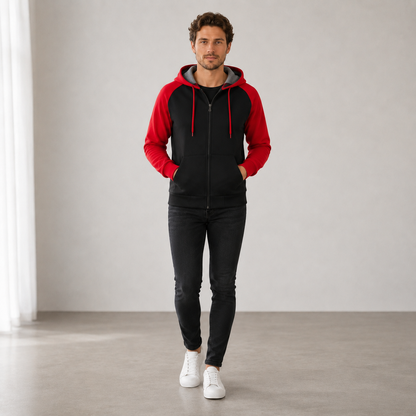 Men's Warm Lined Hoodie – Adjustable Hood with Kangaroo Pocket