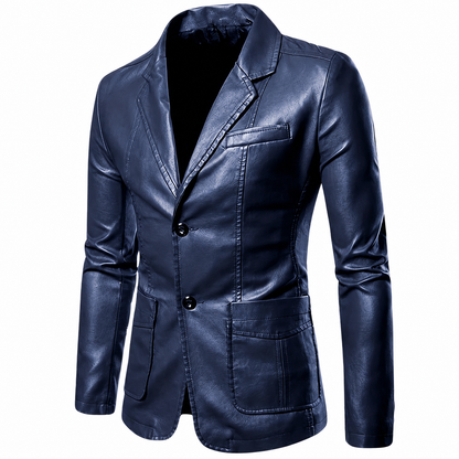 Men's High-Quality Leather Blazer – Classic Design with Deep Pockets