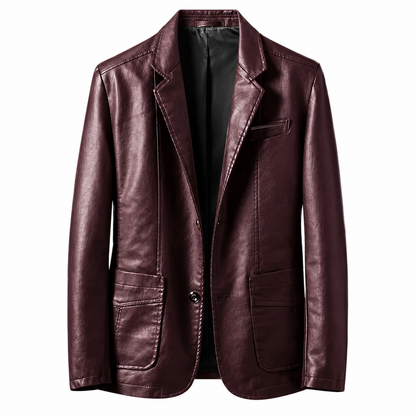 Men's High-Quality Leather Blazer – Classic Design with Deep Pockets