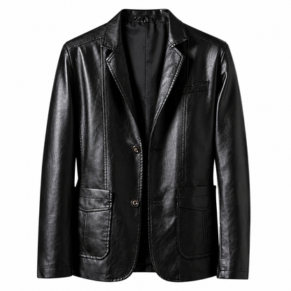 Men's High-Quality Leather Blazer – Classic Design with Deep Pockets