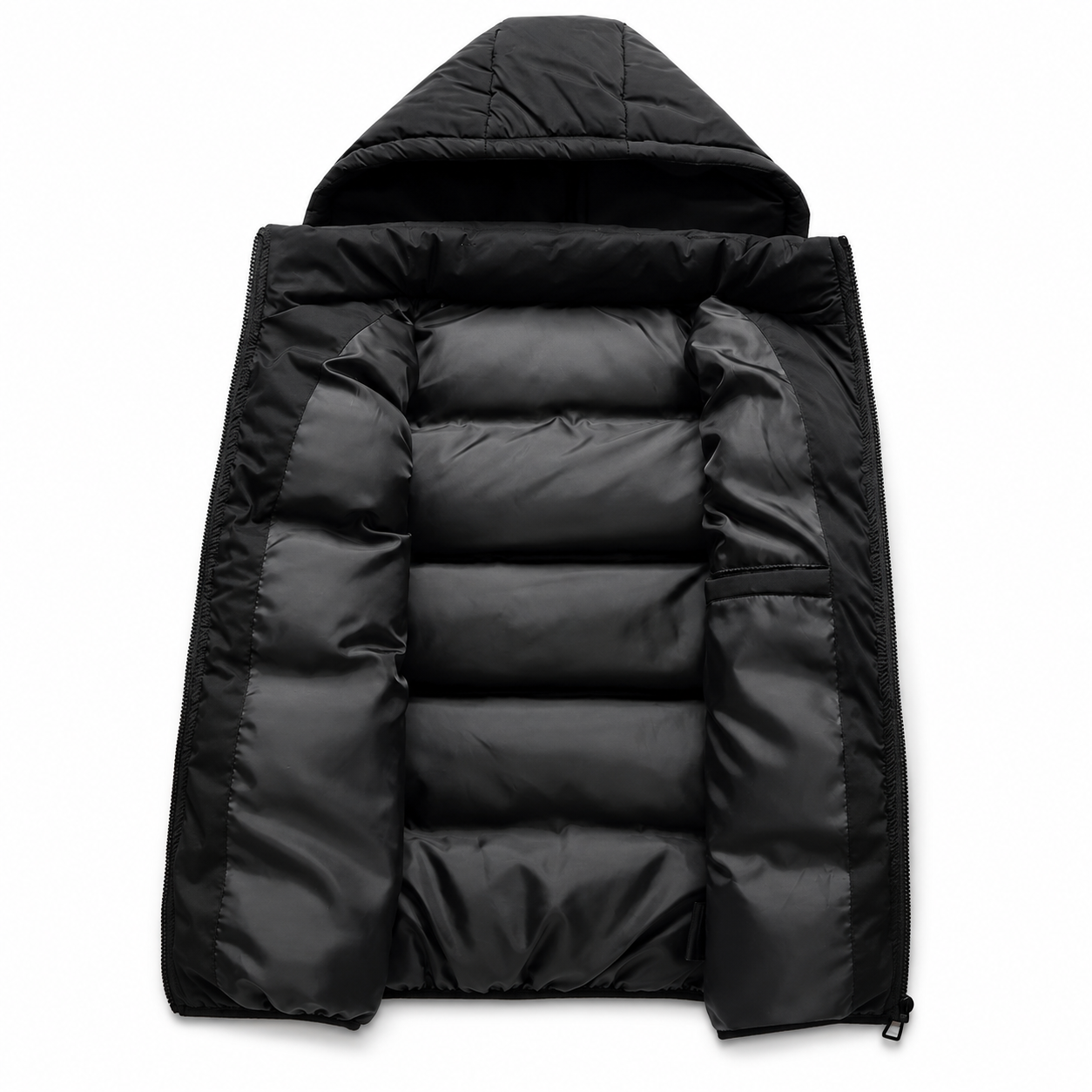 Men's Lightweight Polyester Puffer Jacket – Removable Drawstring Hood with Eco-Friendly Insulation