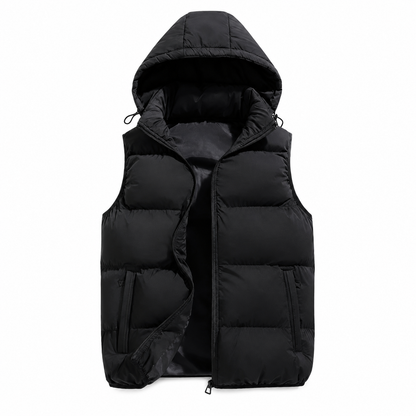 Men's Lightweight Polyester Puffer Jacket – Removable Drawstring Hood with Eco-Friendly Insulation