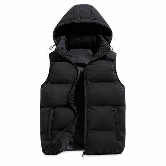 Men's Lightweight Polyester Puffer Jacket – Removable Drawstring Hood with Eco-Friendly Insulation