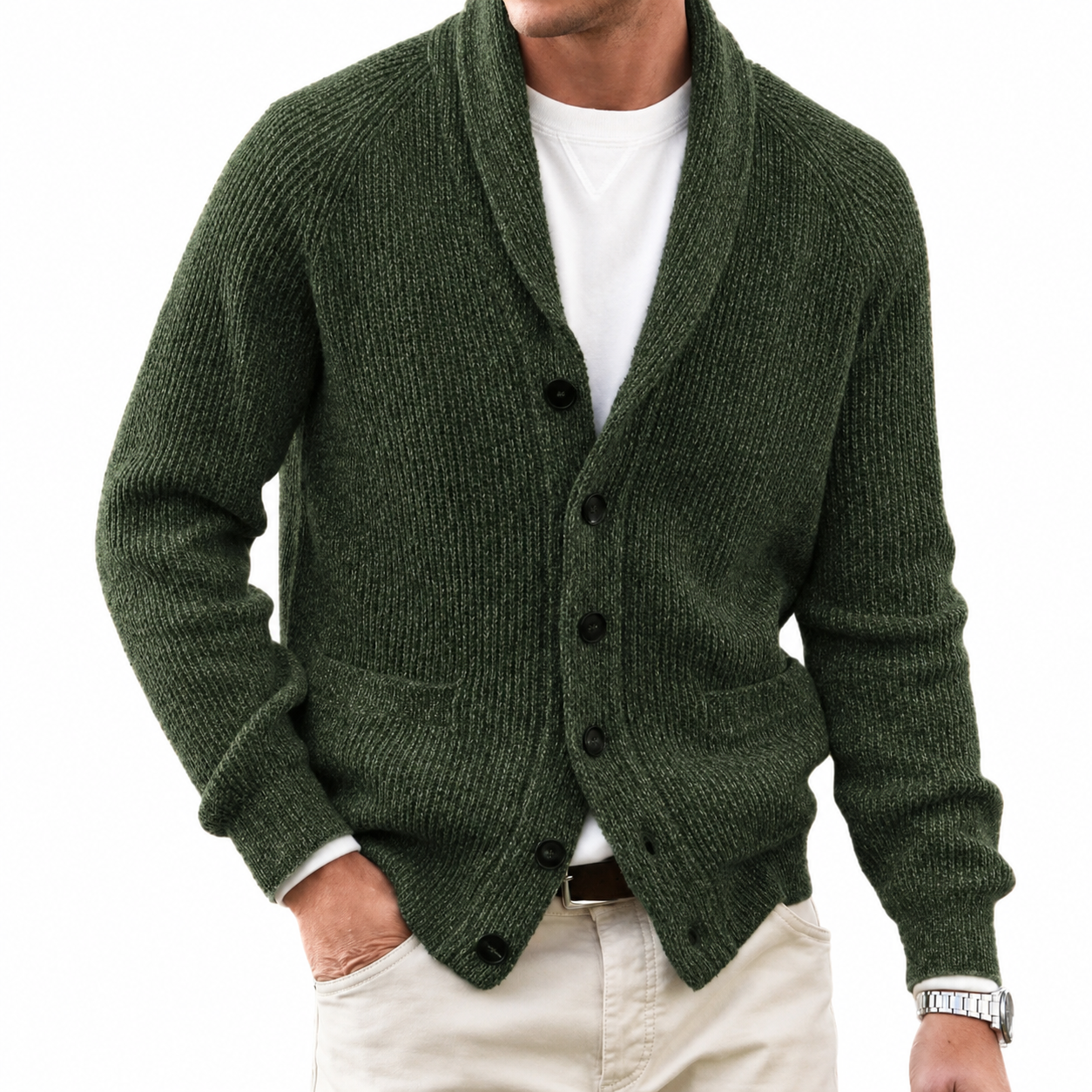 Men's Wool Blend V-Neck Knitted Vest – Button Closure, Regular Fit